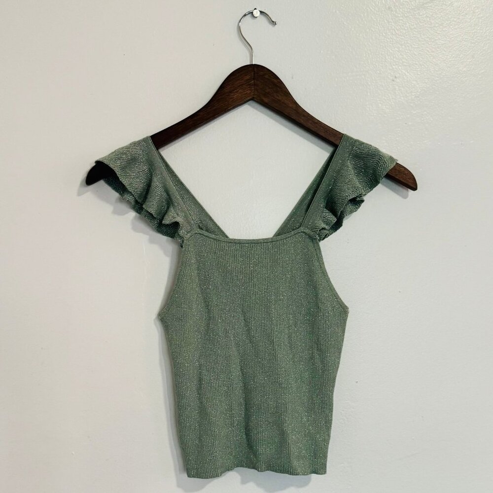 Zara Sparkly Green Crop Top